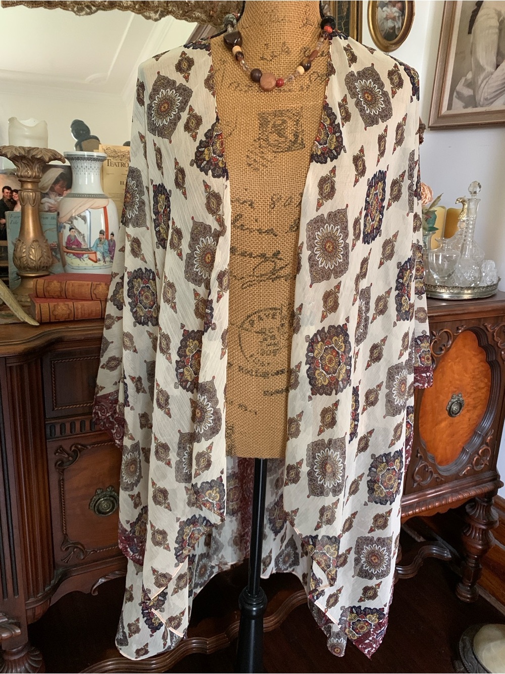 Vintage Boho Exotic Moroccan-inspired Cover-up Kimono Cardigan Blouse